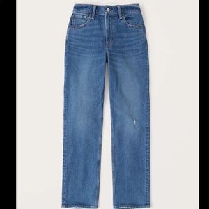 BNWT Abercrombie & Fitch Low Rise 90s Straight Jeans Sz32/14 Dark Wash